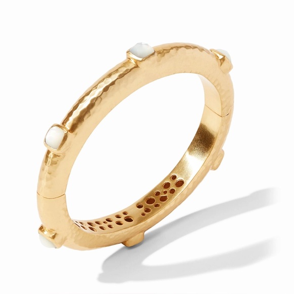JULIE VOS Catalina Stone Hinge Bangle in Mother of Pearl - Picture 1 of 7
